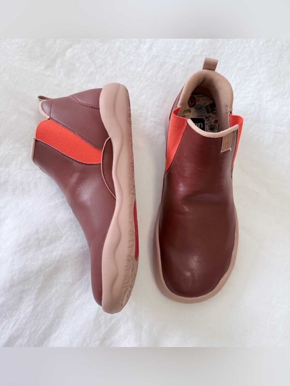 UIN | Women's 9.5 | Brown Leather Granada High Ankle Shoes Casual Chelsea Bootie